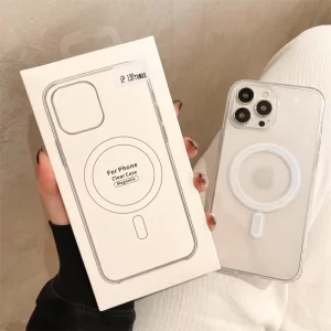 Original For MagSafe Magnetic Wireless Charging Clear Case Hard Cover For iPhone 15 14 13 12 11 8 7 Pro Max Mini X XR XS Plus SE SE2 HD